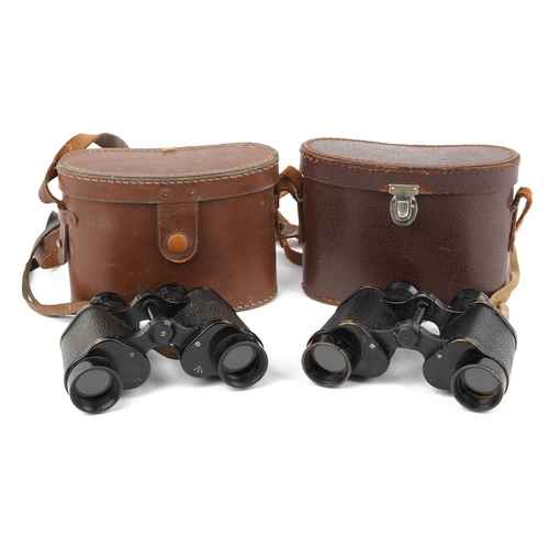 864 - Kershaw & Son of Leeds, two pairs of military interest Bino Prism No 2 MK 2 x 6 binoculars with case... 