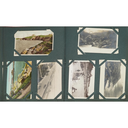 757 - Topographical postcards arranged in an album, some real photographic including Brighton Road Sutton,... 