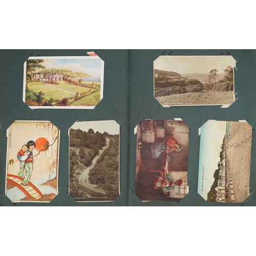 757 - Topographical postcards arranged in an album, some real photographic including Brighton Road Sutton,... 