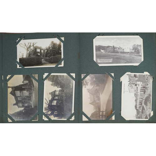 757 - Topographical postcards arranged in an album, some real photographic including Brighton Road Sutton,... 