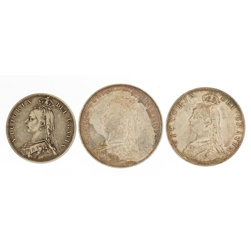 628 - Three Queen Victoria 1887 silver coins comprising crown, double florin and half crown