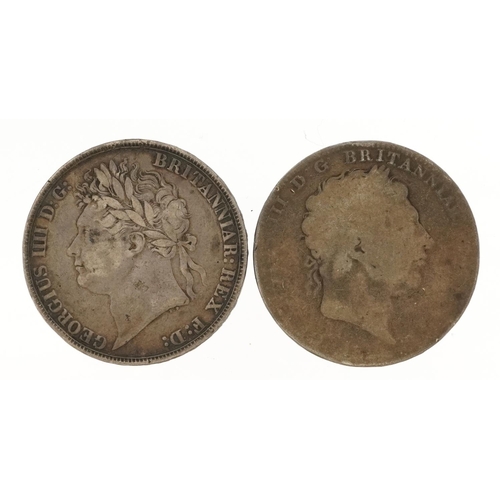 618 - Two silver crowns comprising George III and George IV 1821