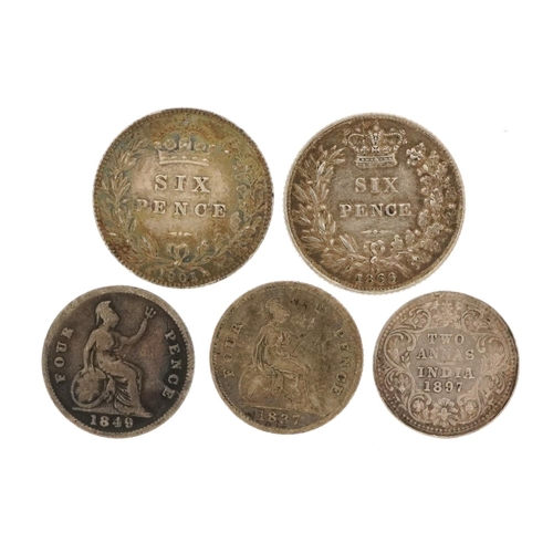 626 - William IV and later coinage including 1837 fourpence and 1901 sixpence