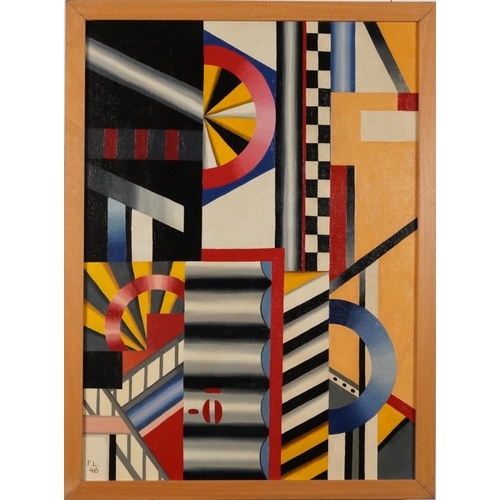 208 - Manner of Fernand Leger - Mechanical Devices, French school oil on canvas, framed, 76cm x 54.5cm exc... 