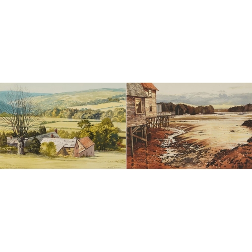 1709 - Bert Wright - Bossington, Somerset and Kennebunkport, pair of watercolours, each with Royal Society ... 