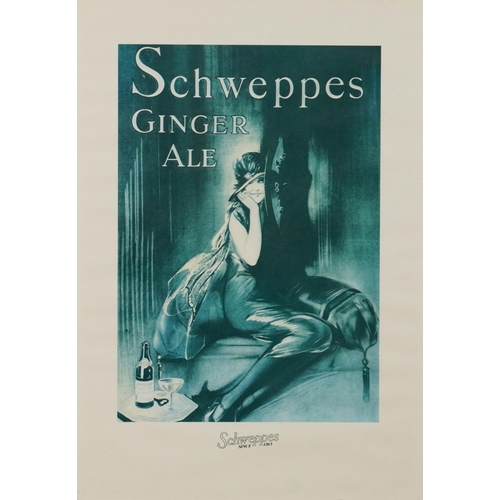 799 - Schweppes, Cider, Tonic Water, Ginger Ale and Lemon Squash, set of six posters, framed and glazed, e... 