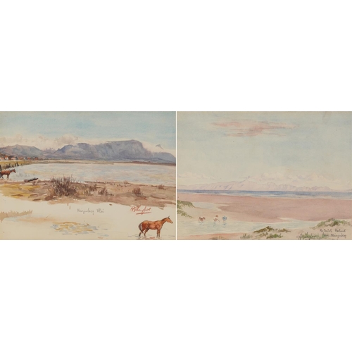 1614 - A G Taylor - Hottentots Halland from Muizenberg and Muizenberg Vlei, pair of signed South African wa... 