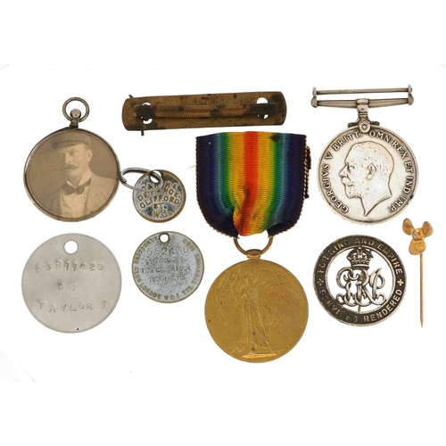 810 - British military World War I medal group including a World War I pair awarded to T-4545PTE.J.G.TAYLO... 