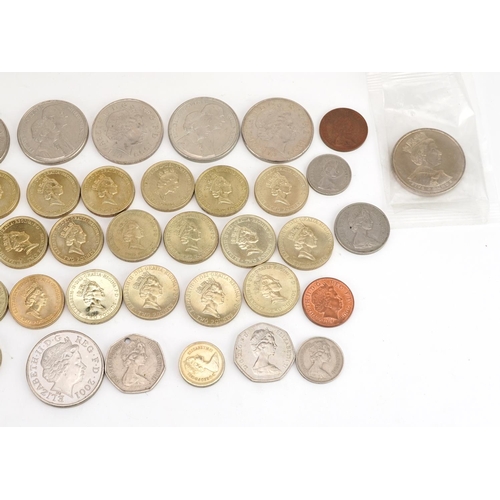 667 - British coinage including five pounds, two pounds and fifty pence coins