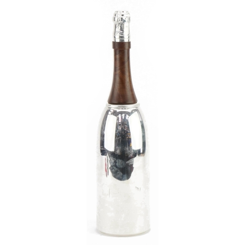 347 - Silver plated cocktail shaker in the form of a Champagne bottle, 37.5cm high