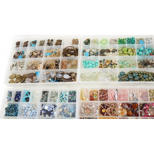 2639 - Large collection of loose semi precious stones and beads including cloisonne, lapis lazuli, turquois... 