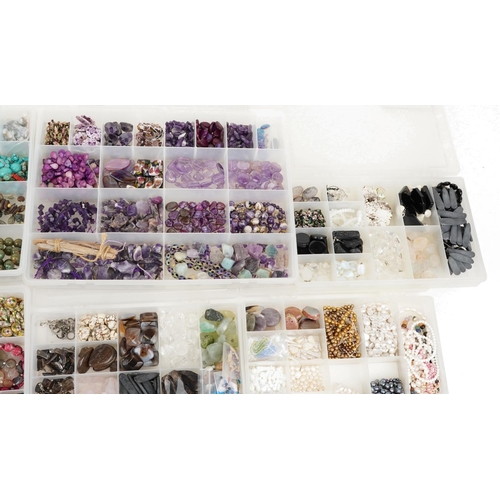 2639 - Large collection of loose semi precious stones and beads including cloisonne, lapis lazuli, turquois... 