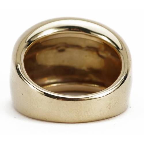 2121 - Modernist 9ct gold ring, size M, 3.6g