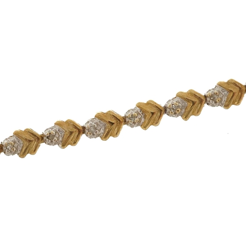 2116 - 9ct gold diamond line bracelet, 19cm in length, 5.3g