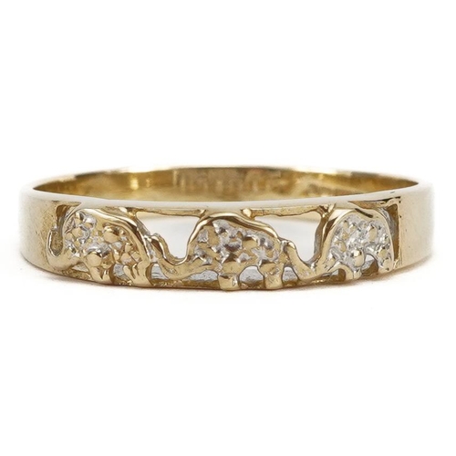 2225 - 9ct gold elephant ring, size P, 1.6g