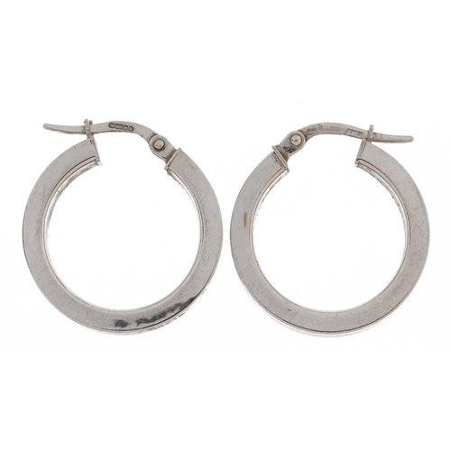 2167 - Pair of 9ct white gold hoop earrings, 2.0cm in diameter, 2.6g
