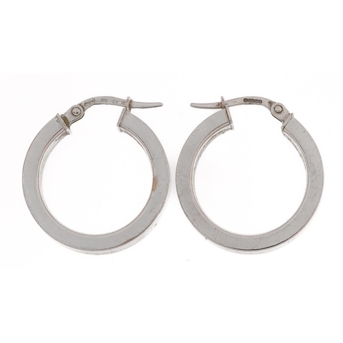 2167 - Pair of 9ct white gold hoop earrings, 2.0cm in diameter, 2.6g