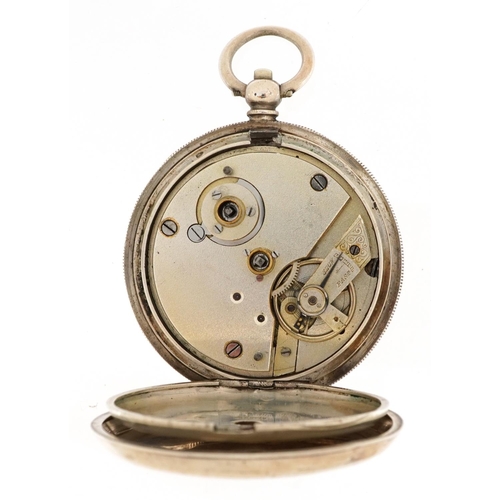 2160 - Gentlemen's continental 935 grade silver pocket watch with enamel dial, 50mm in diameter, 102.0g