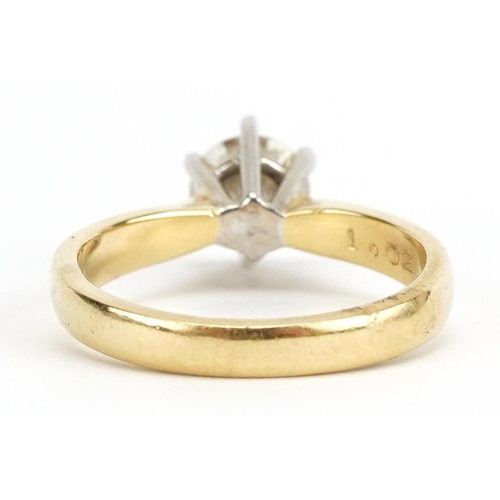 2013 - 18ct gold diamond solitaire ring housed in a Winegartens tooled leather box, the diamond approximate... 