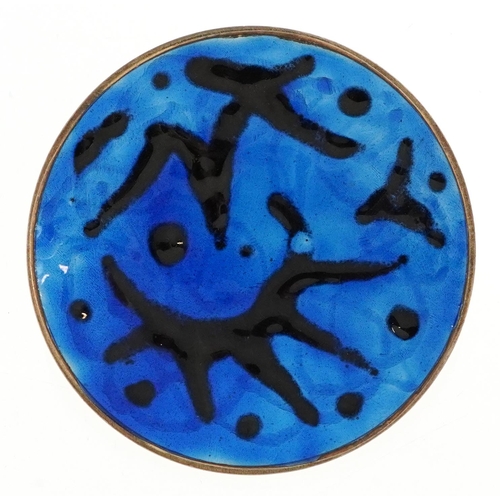 2083 - Oystein Belle, Norwegian 925S sterling silver and enamel brooch, 4.5cm in diameter, 15.1g