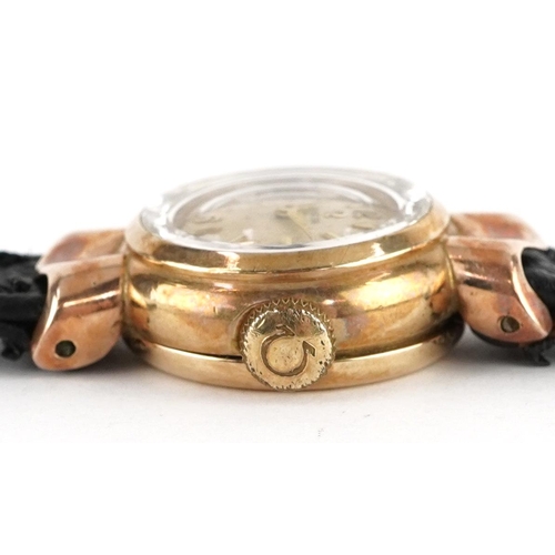 2127 - Omega, ladies 9ct gold wristwatch, the case numbered 14849, the case 17mm in diameter, total 11.2g