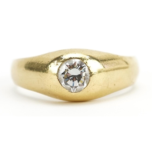 2018 - Large 18ct gold diamond solitaire ring housed in an F M K Cabe box, the diamond approximately 0.75 c... 