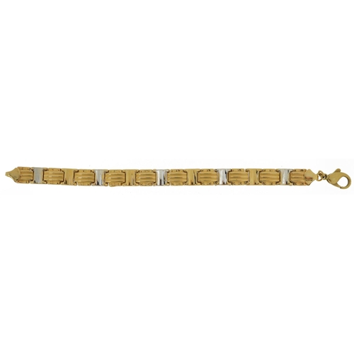 2033 - 14k two tone gold bracelet, 19.5cm in length, 11.8g