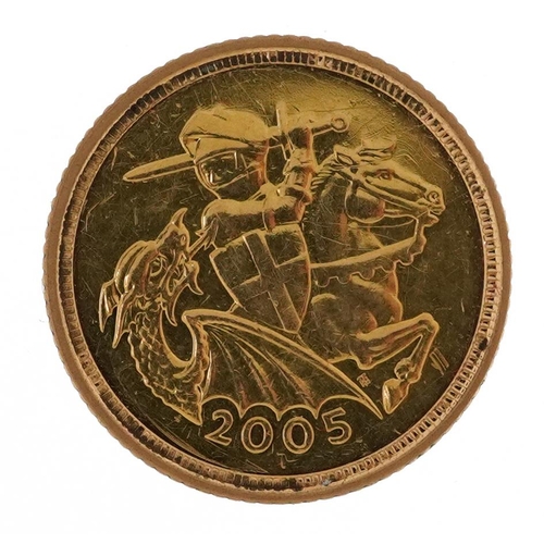 612 - Elizabeth II 2005 George & the Dragon gold half sovereign