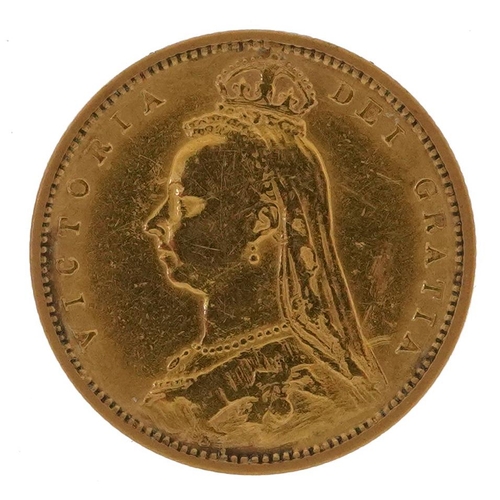 606 - Queen Victoria 1892 shield back gold half sovereign