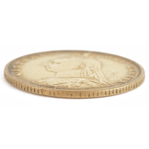 606 - Queen Victoria 1892 shield back gold half sovereign