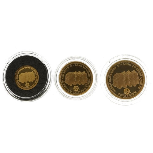 603 - The Five Portraits of Her Majesty Queen Elizabeth II 90th Birthday gold sovereign set with box and c... 