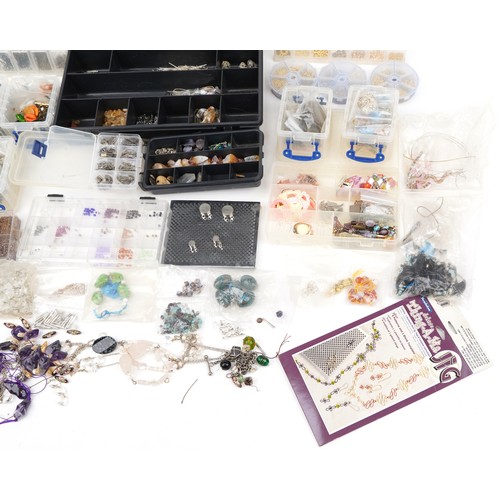 2640 - Large collection of jewellery making accessories including polished stones, beads, clasps, spacers a... 