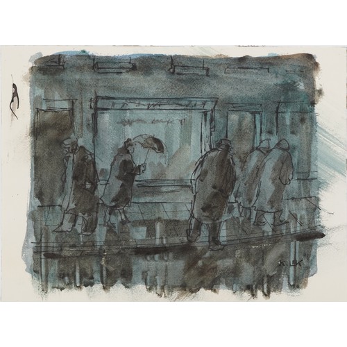 1503 - Karel Lek - Industrial street scenes, three Welsh ink and watercolours on paper, unframed, the large... 