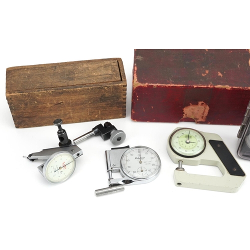 586 - Five vintage watchmaker's depth gauges, some with cases, comprising Correx, Verdict, John Bull, Maus... 