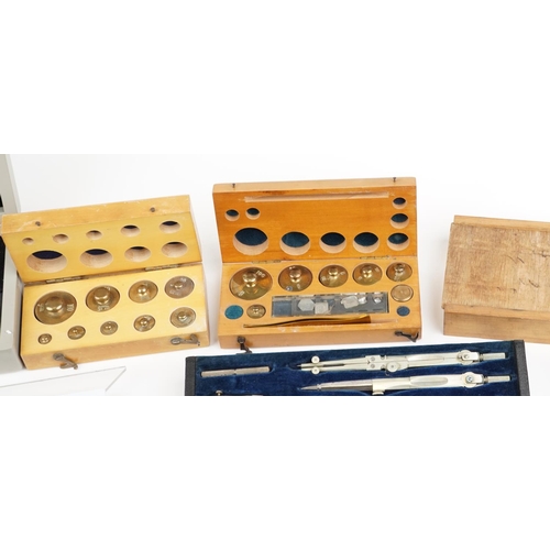 591 - Collection of vintage jewellers precision instruments and tools including Stanton weights, Becker we... 