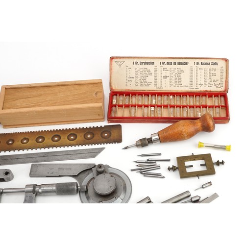 592 - Vintage watchmaker's tools and precision instruments including Beech & Son capsules, Brown & Sharpe ... 