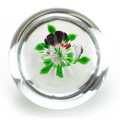 187 - 19th century St Louis glass floral glass paperweight, 7.5cm in diameter