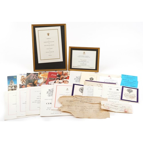 722 - **WITHDRAWN** Collection of Royal Ephemera including an Invitation to Marriage of His Royal Highness... 