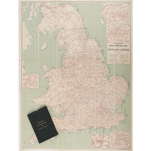 718 - Geographia canvas backed road mileage map of England & Wales with slip case, 126cm x 102cm