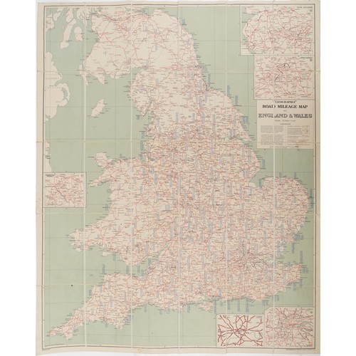 718 - Geographia canvas backed road mileage map of England & Wales with slip case, 126cm x 102cm