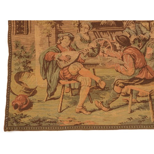 1500 - Tapestry woven with a Continental landscape with figures playing instruments, 180cm 69cm