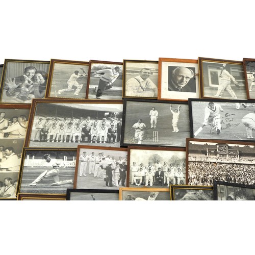 764 - Collection of cricketing interest black and white photographs, some with signatures including MCC V ... 