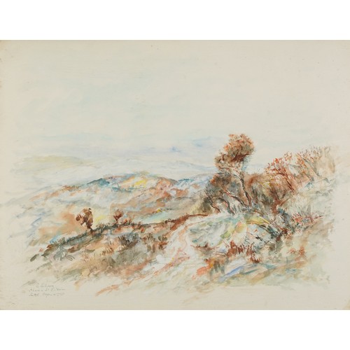 1735 - Stephane H C Gourjon - Windswept landscape, French Impressionist watercolour, indistinctly inscribed... 