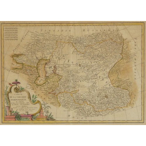 1733 - Three maps including an antique example after Rigobert Bonne of Asia, each mounted, framed and glaze... 