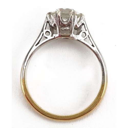 2007 - 18ct gold white sapphire solitaire ring, the white sapphire approximately 6.5mm in diameter, size K,... 