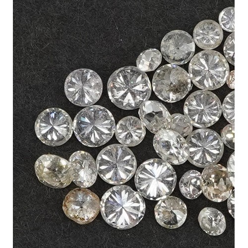 2176 - Collection of loose solitaire diamonds, the largest approximately 3.2mm in diameter, total weight ap... 