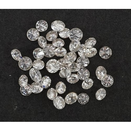 2156 - Collection of loose solitaire diamonds, the largest approximately 2.5mm in diameter, total weight ap... 