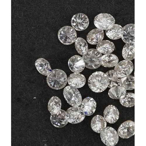 2156 - Collection of loose solitaire diamonds, the largest approximately 2.5mm in diameter, total weight ap... 