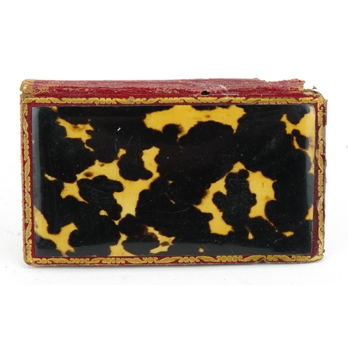 190 - Victorian blond tortoiseshell and tooled Moroccan leather aide memoire with metal and mother of pear... 