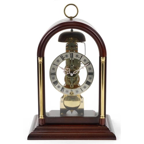 290 - Franz Hermle, vintage West German mahogany cased mantle clock numbered 791-081, 28cm high